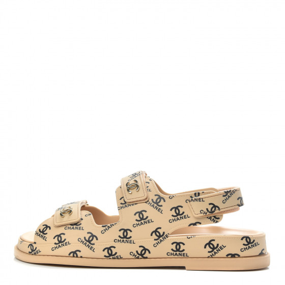 CHANEL Rubber CC Dad Sandals 42 Beige 714112 | FASHIONPHILE