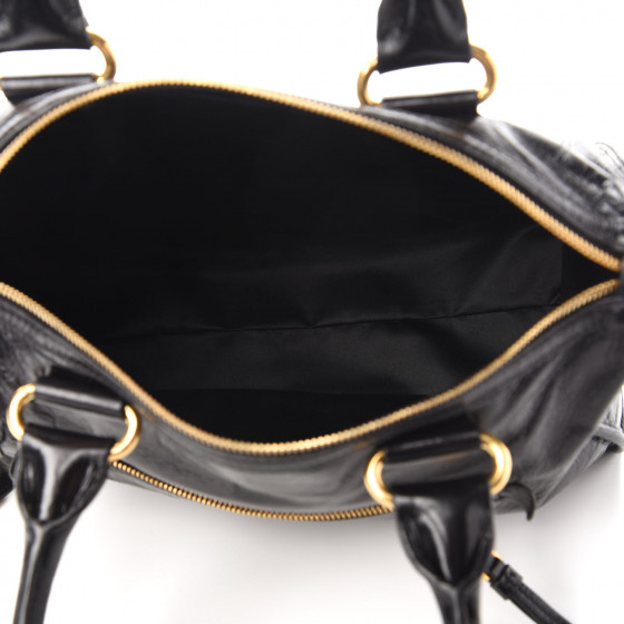 MIU MIU Vitello Shine Zip Tote Black 716500 | FASHIONPHILE