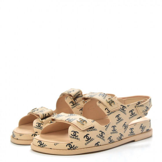 CHANEL Rubber CC Dad Sandals 42 Beige 714112 | FASHIONPHILE