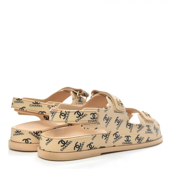CHANEL Rubber CC Dad Sandals 42 Beige 714112 | FASHIONPHILE