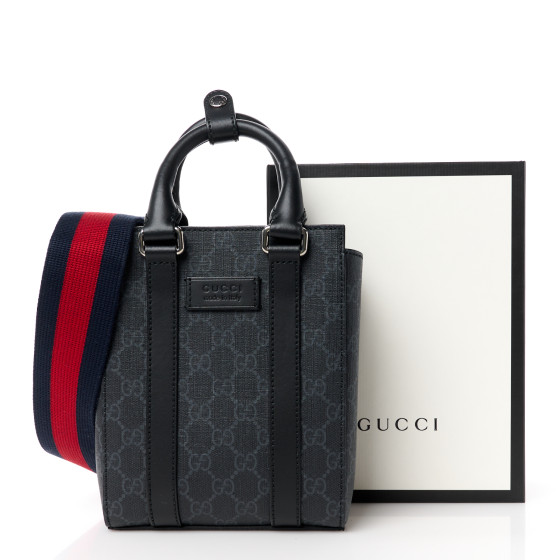 GUCCI GG Supreme Monogram Appia Calfskin Web Mini Tote Bag