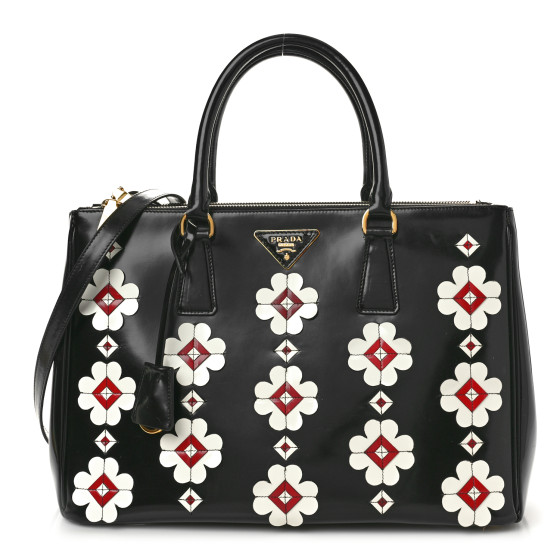 PRADA セール★ CUTE PRADA Spazzolato Floral Medium Galleria Double Zip Tote