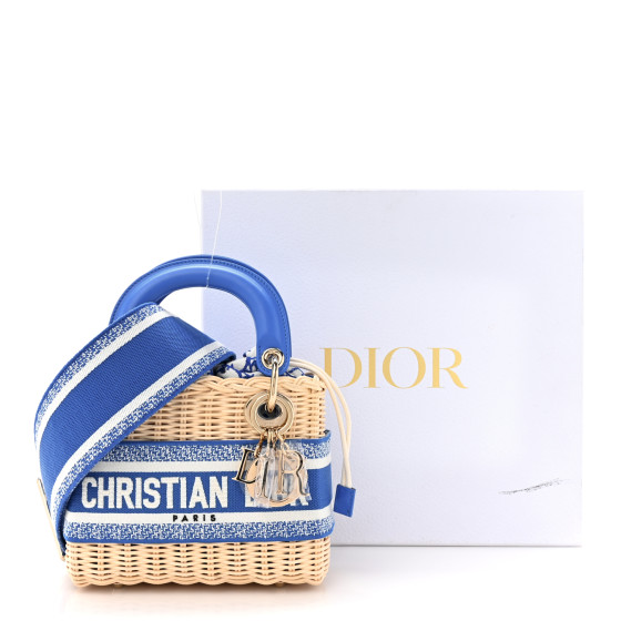 CHRISTIAN DIOR Wicker Oblique Mini Lady Dior Bag Florescent