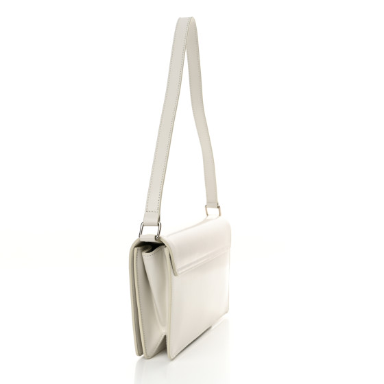 CELINE Shiny Calfskin Trapeze Triomphe Bag White 1541115