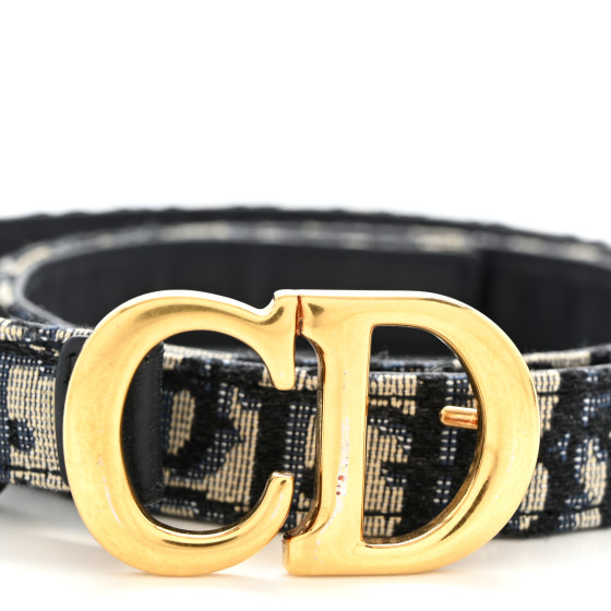 Chrisctian Dior のベルト CHRISTIAN DIOR Jacquard Oblique 20mm Saddle Belt 85 34 Blue