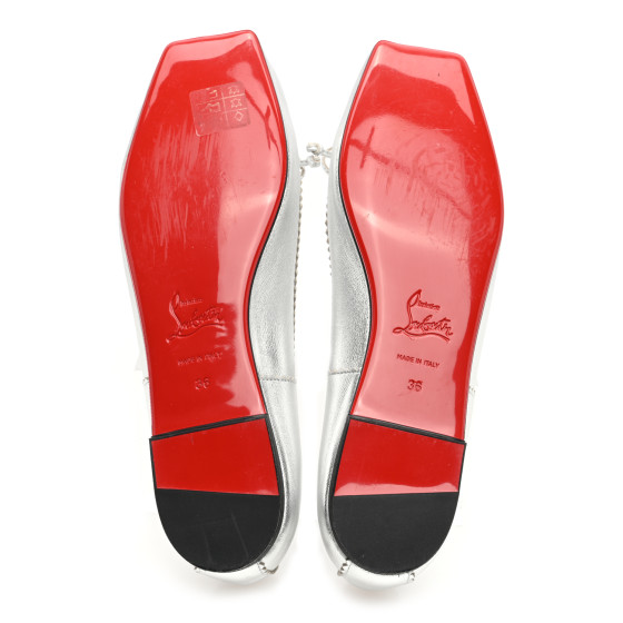 CHRISTIAN LOUBOUTIN Nappa Mamadrague Flats 36 Silver 1541677