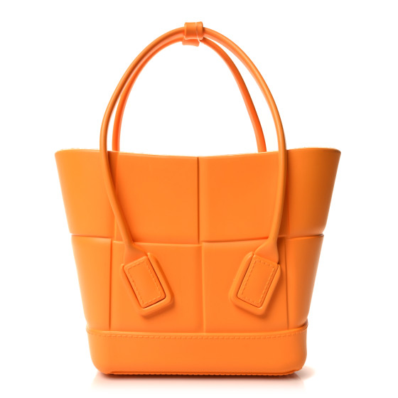 トートバッグ Bottega Veneta Arco Mini Rubber Shopping Bag Tangerine BOTTEGA VENETA Rubber Maxi Intrecciato Mini Arco Tote