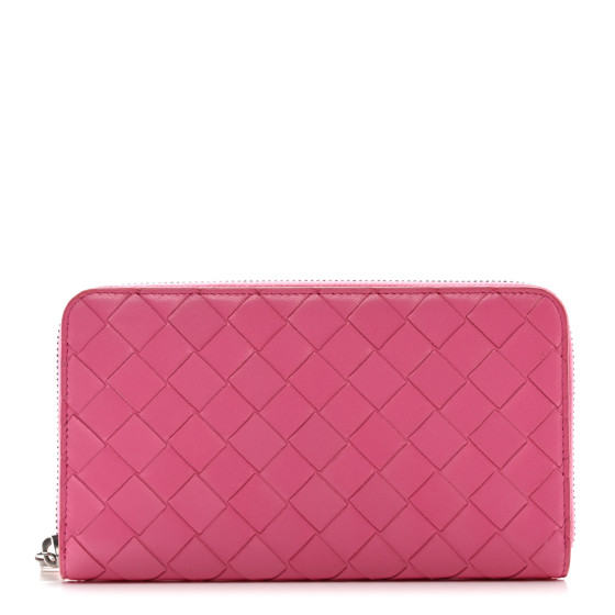 BOTTEGA VENETA Nappa Intrecciato Zip Around Wallet Rosa