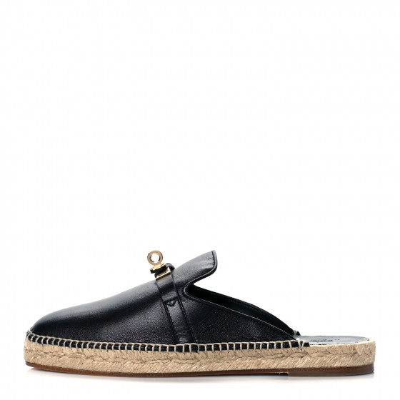 シェリエ HERMES Goatskin Feria Espadrille 38 Black 1076075 | FASHIONPHILE