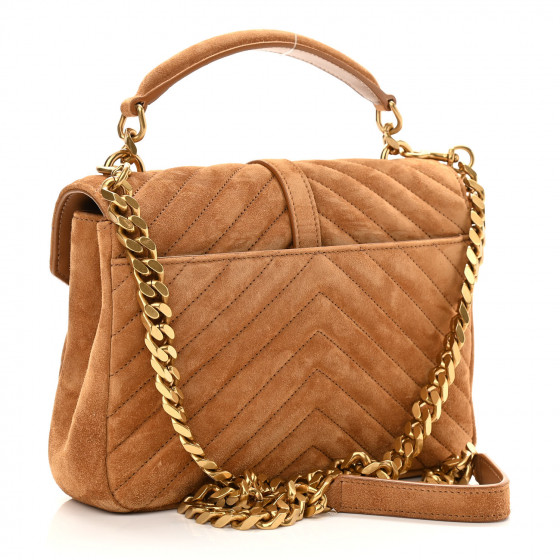 SAINT LAURENT Suede Matelasse Chevron Monogram Medium