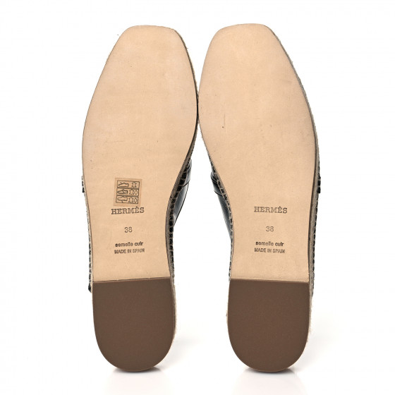 HERMES Goatskin Feria Espadrille 38 Black 1076075 | FASHIONPHILE