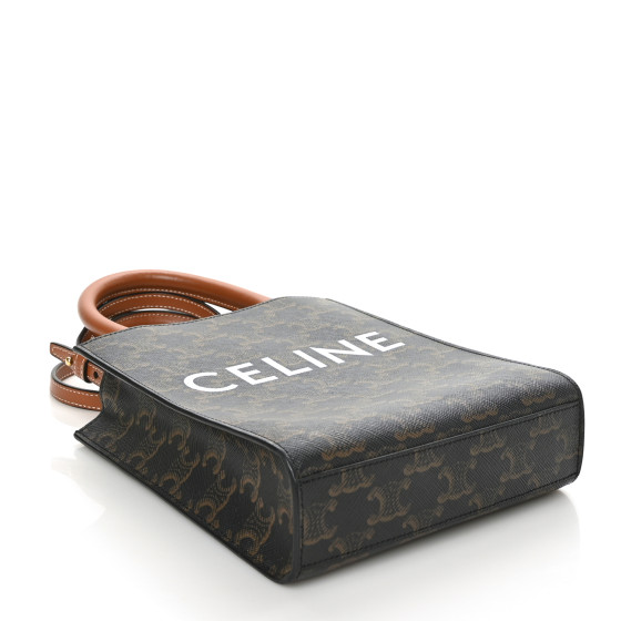 CELINE Triomphe Canvas Calfskin Mini Vertical Cabas Tan