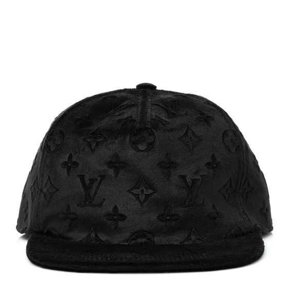 LOUIS VUITTON Jacquard Velvet Monogram Cap M Black 1141301