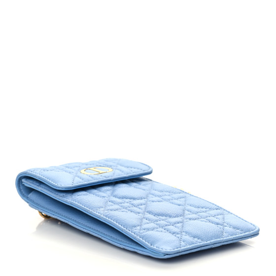 CHRISTIAN DIOR Grained Calfskin Cannage Caro Phone Pouch
