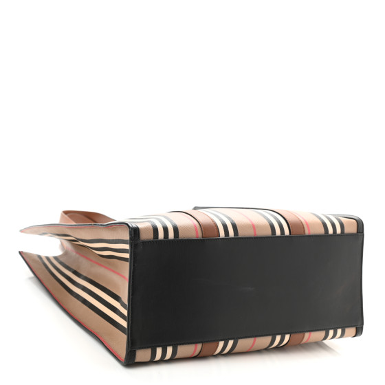 BURBERRY E-Canvas Stripe Book Tote Archive Beige 1236726