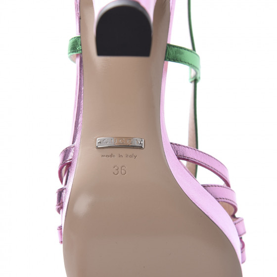 GUCCI Metallic Nappa Crystal Zephyra Slingback Platform High