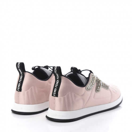 FENDI Stretch Satin Crystal Embellished FFreedom Sneakers 37