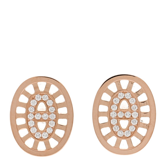 HERMES 18K Rose Gold Diamond Chaine d'Ancre Divine Stud