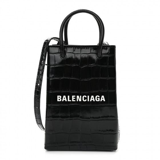 【BALENCIAGA】BARBES PHONE HOLDER BAG BALENCIAGA CALFSKIN LOGO SHOPPING PHONE HOLDER BAG - CRTBLNCHSHP
