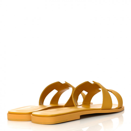 HERMES Epsom Oran Sandals 41 Jaune Sable 958932 | FASHIONPHILE