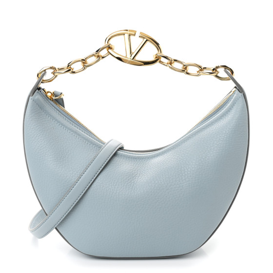 ショルダーバッグ・ポシェット VALENTINO Light blue leather small Hobo VLogo Moon handbag Valentino Garavani Light Blue Leather Mini Hobo Vlogo Moon