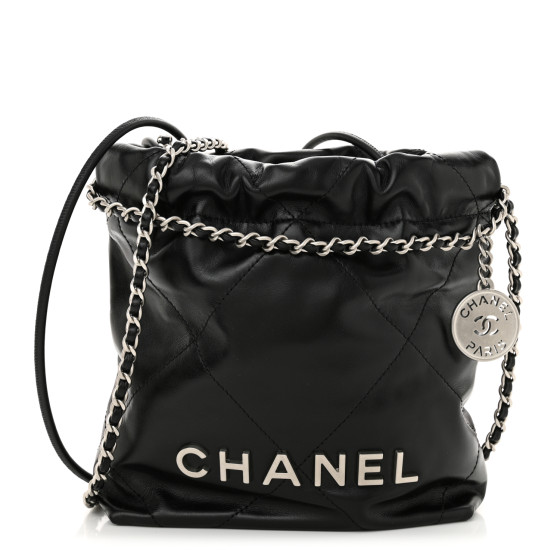 CHANEL Shiny Calfskin Quilted Mini Chanel 22 Black 1617346
