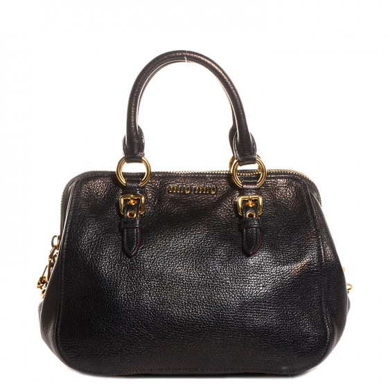 MIU MIU Goatskin Madras Bauletto Nero Black 95733 | FASHIONPHILE