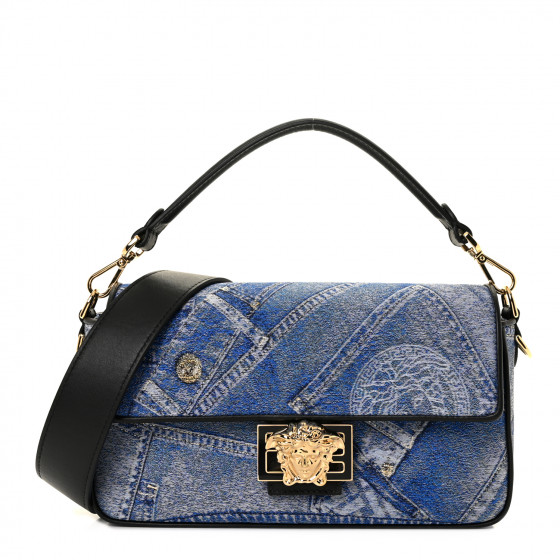 FENDI X VERSACE Denim Fendace Patchwork Baguette Blue