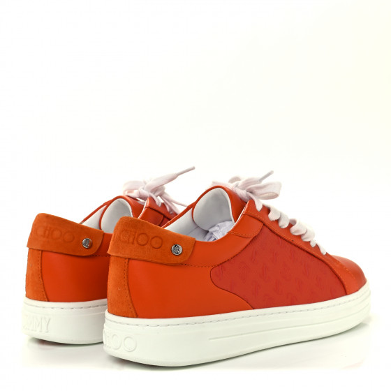JIMMY CHOO Calfskin Rome Low Top Sneakers 36 Amber Orange