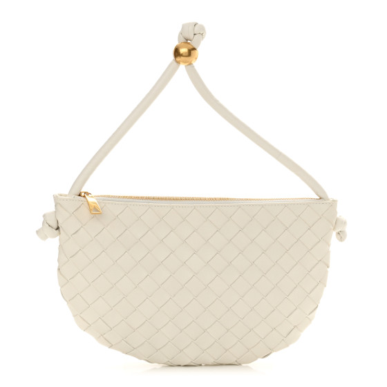 BOTTEGA VENETA Nappa Intrecciato Medium Turn Pouch White