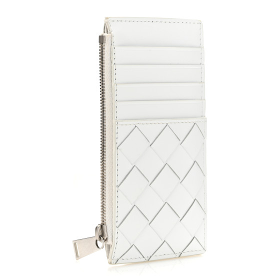 ●BOTTEGAVENETA ●ボッテガヴェネタ Fold Zip Card Case Bottega Veneta - Bordeaux Woven Leather Zip Card Case