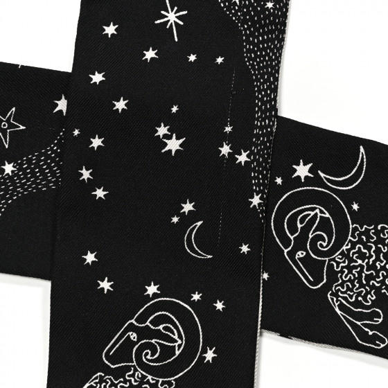 ✌︎　ARIES Hold Hands Scarf マフラー CHRISTIAN DIOR Silk Zodiac Aries Mitzah Scarf Black 1021031