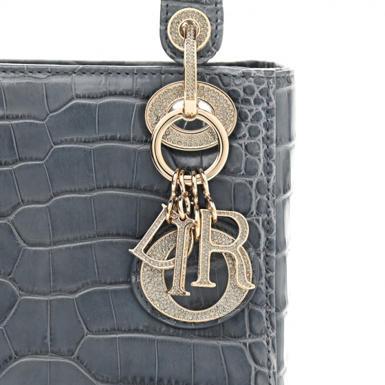 CHRISTIAN DIOR Alligator Crystal Mini Lady Dior Blue 1022329