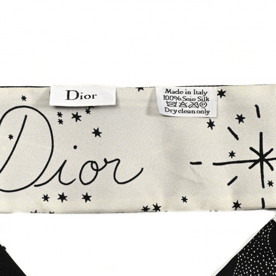 CHRISTIAN DIOR Silk Zodiac Aries Mitzah Scarf Black 1021031
