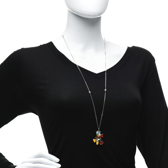 GUCCI X DISNEY Sterling Silver Enamel Donald Duck Pendant
