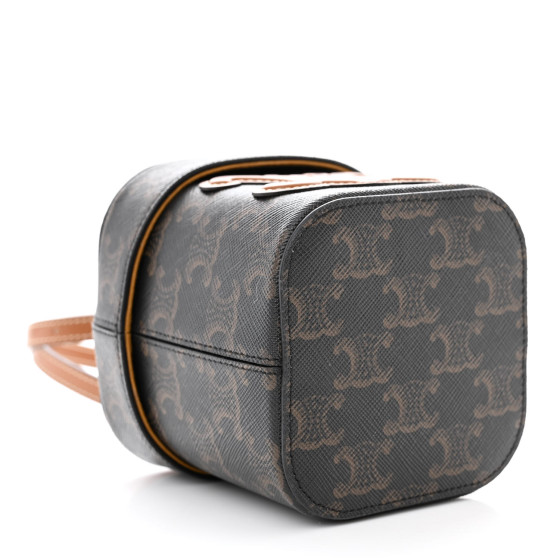 CELINE Triomphe Canvas Calfskin Small Cuir Triomphe Box Tan