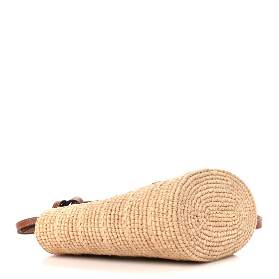 CELINE Raffia Calfskin Triomphe Nano Panier Tan 1465761