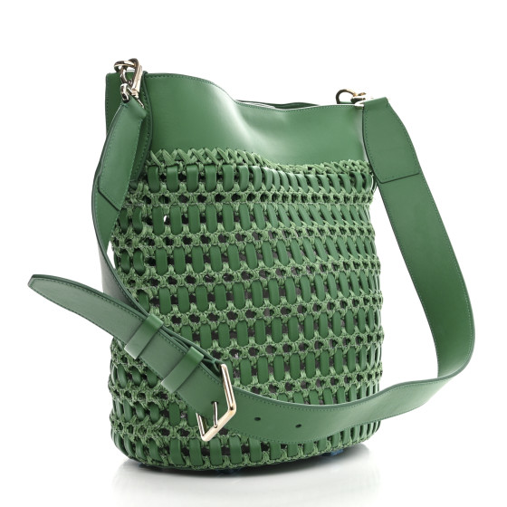 SALVATORE FERRAGAMO Calfskin Woven The Studio Bucket Bag