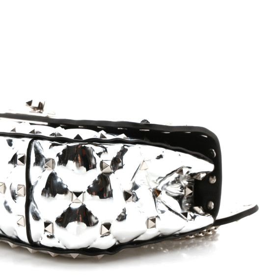 VALENTINO GARAVANI Metallic Patent Quilted Small Rockstud