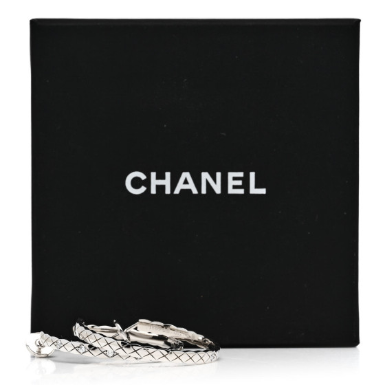 cococo CHANEL 18K White Gold Diamond Coco Crush Hoop Earrings
