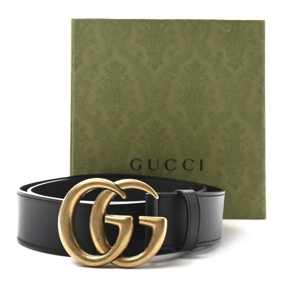 GUCCI Calfskin Double G 40mm Belt 95 38 Black 1702129