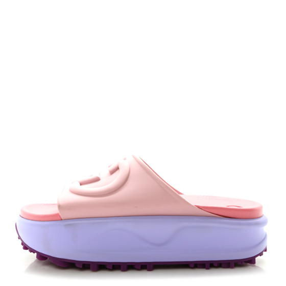 GUCCI Soft Rubber Womens Interlocking G Platform 42mm Slide