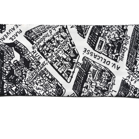 CHRISTIAN DIOR Silk Plan De Paris Mitzah Scarf White Black