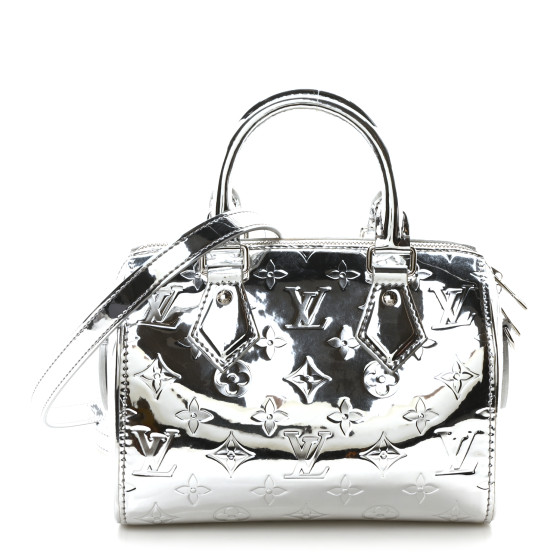 LOUIS VUITTON Monogram Miroir Speedy Bandouliere 20 Silver