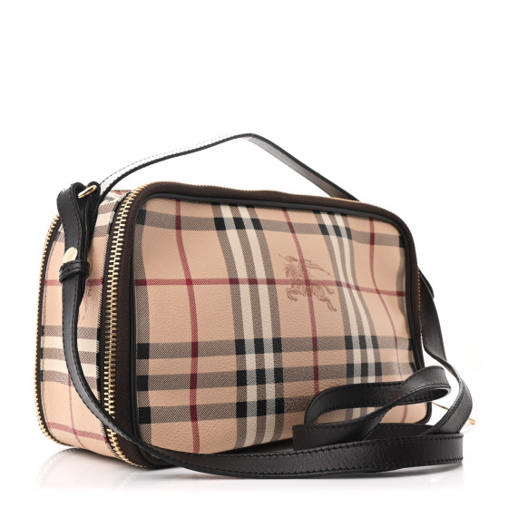 BURBERRY Haymarket Check Vanity Crossbody Bag Chocolate