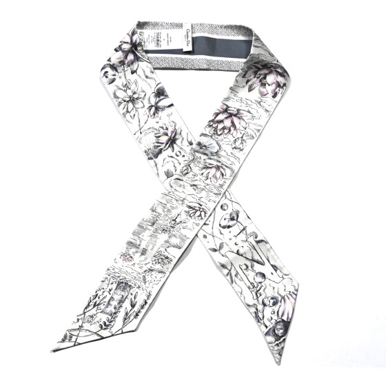 CHRISTIAN DIOR ABCDior Silk Mitzah Scarf Gris 1690432