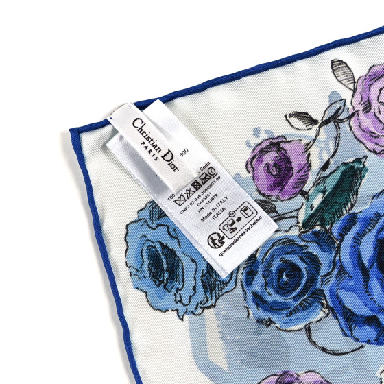 CHRISTIAN DIOR Silk Florilegio 90 Square Scarf Blue