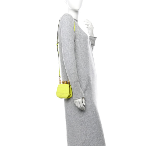 BURBERRY Alligator Mini Frame Bag Neon Yellow 1704235