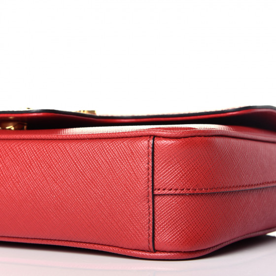 PRADA ポルタ・パッティ・ルンガ 赤(正品) PRADA Saffiano Pattina Chain Crossbody Bag Fuoco 755897