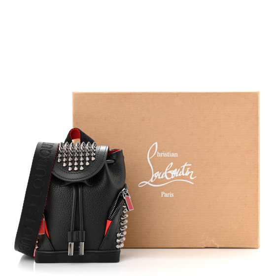 CHRISTIAN LOUBOUTIN Calfskin Spiked Mini Explorafunk Keyring